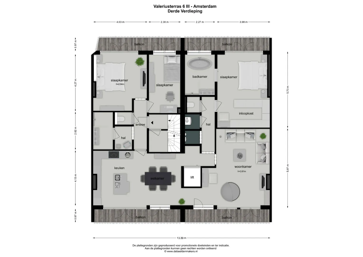 Valeriusterras 6 III - Derde verdieping
