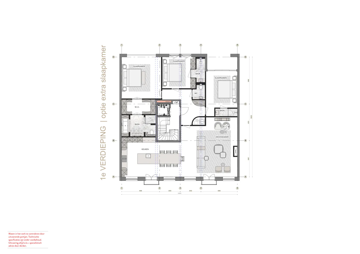 1e verdieping | optie extra slaapkamer